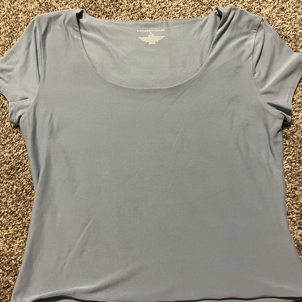 Sincerely Jules Soft Blue Short Sleeve Top